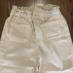 Zara jeans cream color paperbag waist